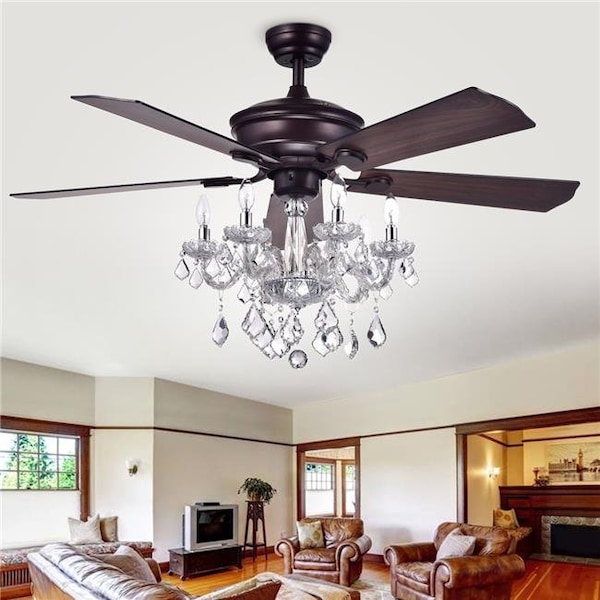 Warehouse Of Tiffany CFL-8213REMO-AB 52 in. Havorand Indoor Remote Controlled Ceiling Fan with Light Kit; Bronze CFL-8213REMO/AB - main